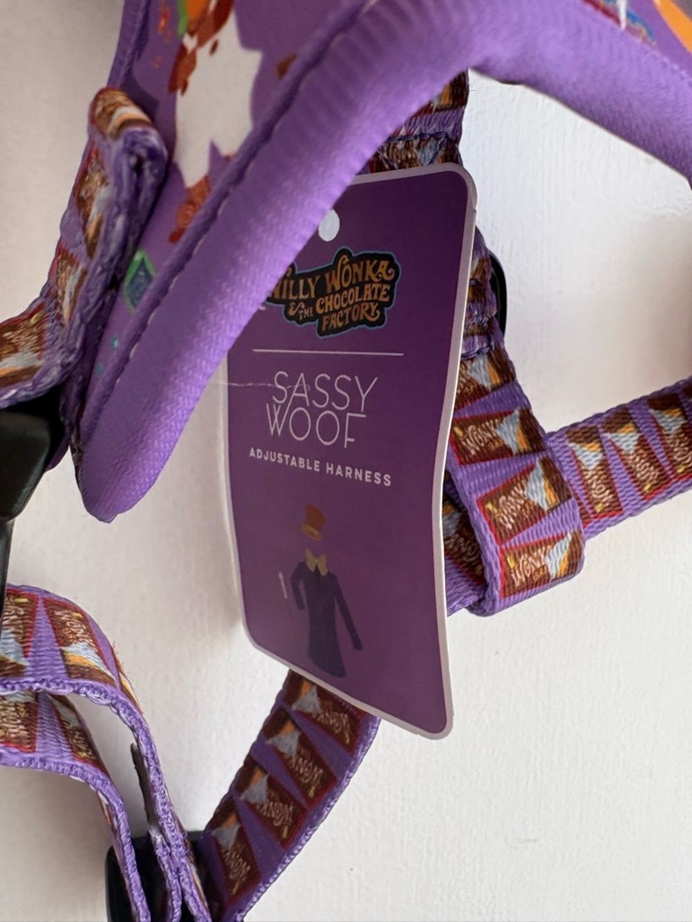 Sassy Woof WILLY WONKA & THE CHOCOLATE FACTORY Dog Harness & Waste Bag Holder XS - Picture 2 of 7